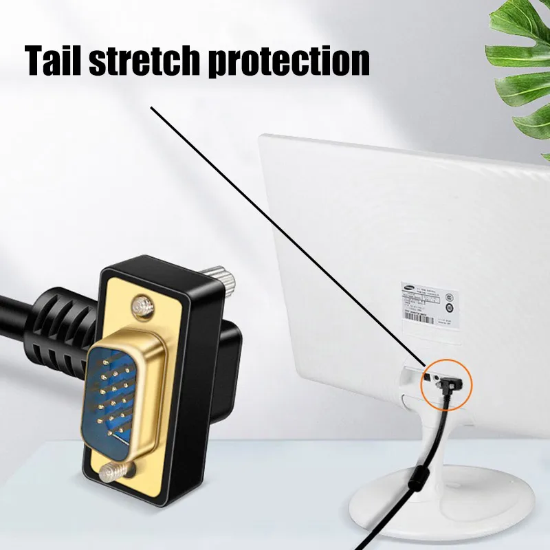 Cable de conexión VGA chapado en oro de 15 pines macho a macho a hembra a hembra línea HD de 1080P para TV Cable de datos de codo de 90/270 grados - imagen 5