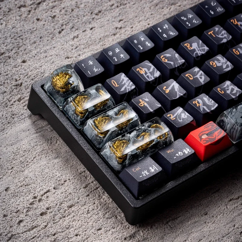 Teclas personalizadas originales de resina de dragón dorado y negro, pegamento por goteo, teclas personalizadas para teclado mecánico, accesorios para juegos, regalo - imagen 5