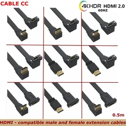 Cable Extensión HDMI Macho Hembra Plano 90 Grados 4K 60Hz Panel