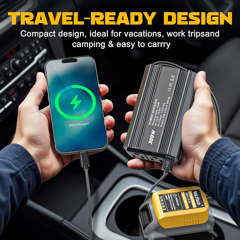 Convertidor inversor de coche 300W DC 20V a 110V 220V encendedor de cigarrillos a enchufes adaptador inversor USB de carga rápida enchufe estadounidense - imagen 3