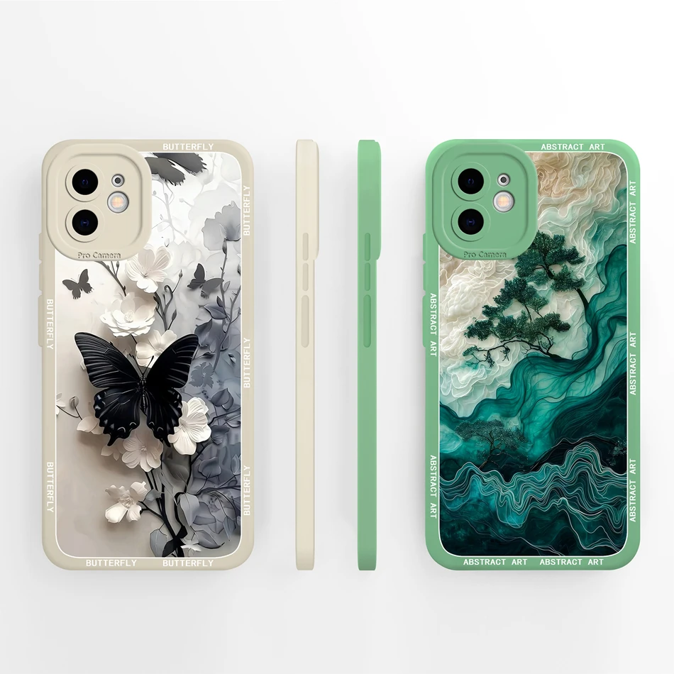 Para iPhone 11 Pro Max Funda de lujo mariposa suave silicona líquida anticaída Funda de teléfono de alta calidad para iPhone11 Capa ligera - imagen 2