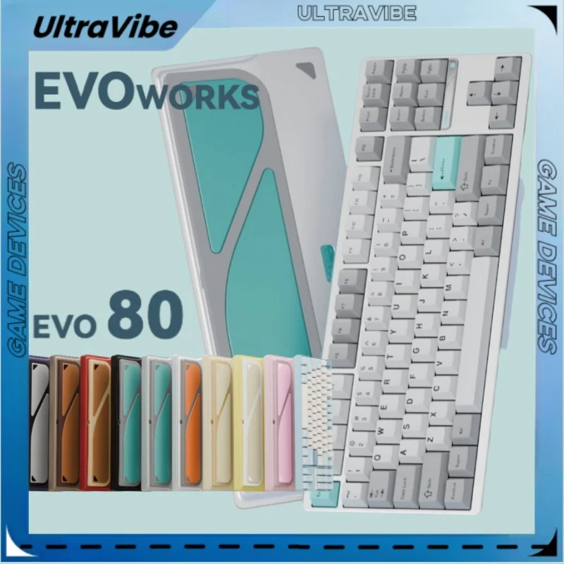 Ticktype Evo80 CNC Teclado mecánico Thri-Mode 2,4g Bluetooth Hifi RGB QMK/VIA Key teclado de oficina de juegos de aluminio personalizado