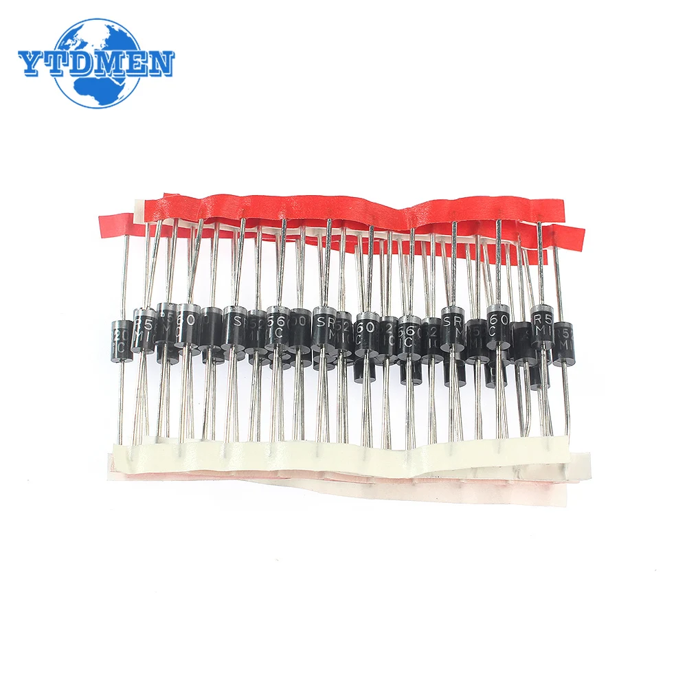 50 Uds Kit de diodos Schottky SR3100 SR3200 SR560 SR5100 SR5200 3A 5A 60V 100V 200V DO-201AD 5 valores * 10 Uds componentes electrónicos - imagen 3