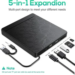 Grabadora DVD Externa USB con Lector de Tarjetas SD Multifunción