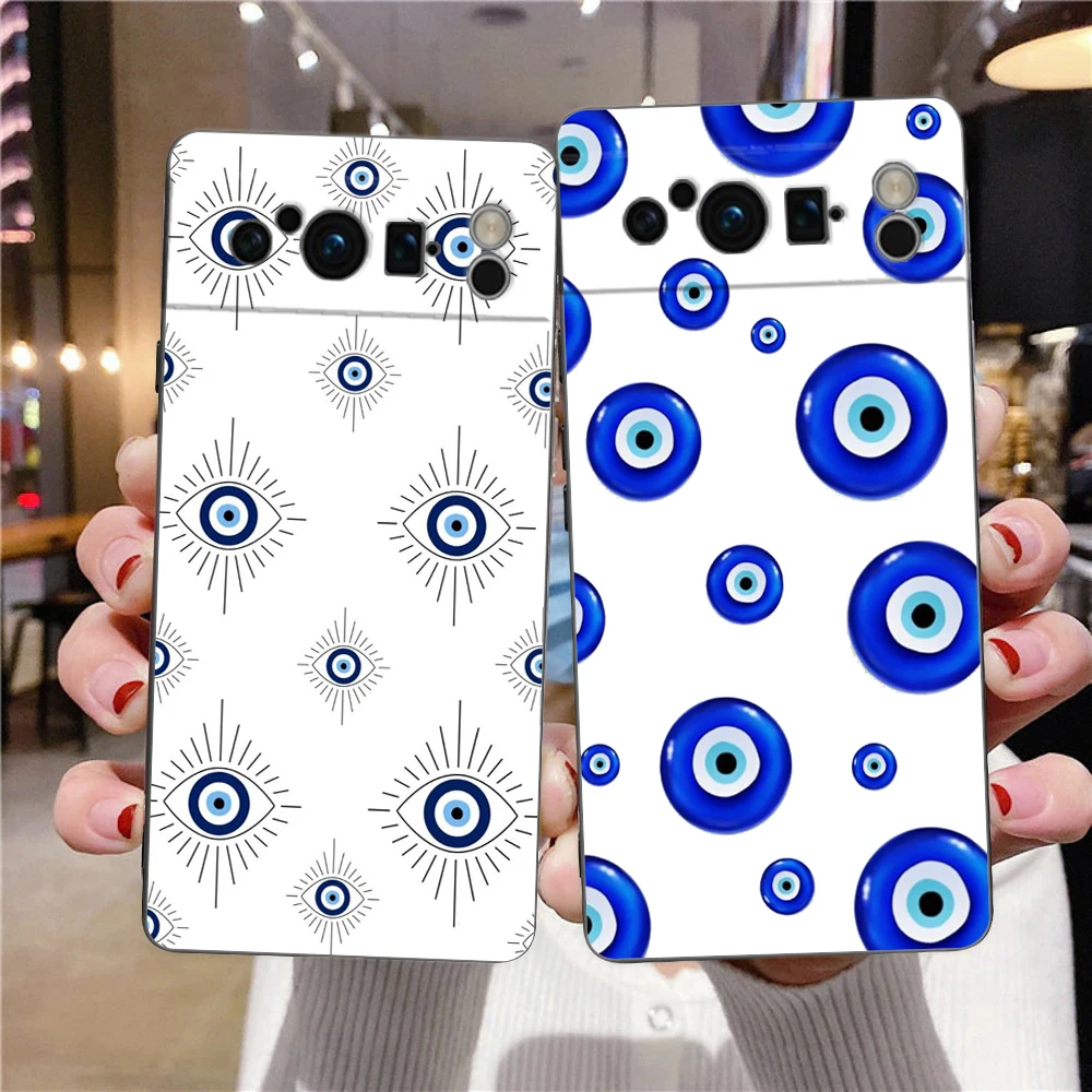 Funda de teléfono Blue Eye Art para Google pixel 9 8 7 6 Pro 8A 6A 7A 5G, funda negra de silicona a prueba de golpes - imagen 2