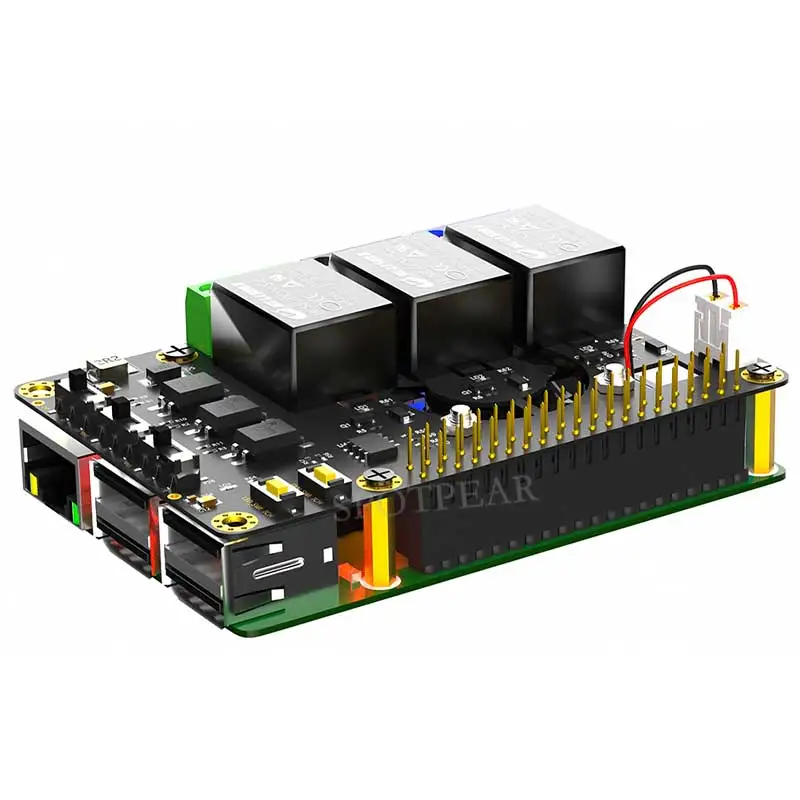 Placa de relé de potencia Raspberry Pi, módulo de expansión de 3 canales, carga de hasta 10Amp/250VAC con ventiladores de refrigeración y RGB-LED - imagen 4