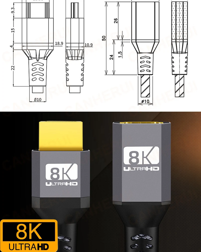 Cable de extensión HDMI 2,1 de 0,3 M 8K HD 1080P/4K/Cable extensor 48Gbps HDMI Cable macho a hembra para proyector extensor de interruptor PS4 - imagen 5