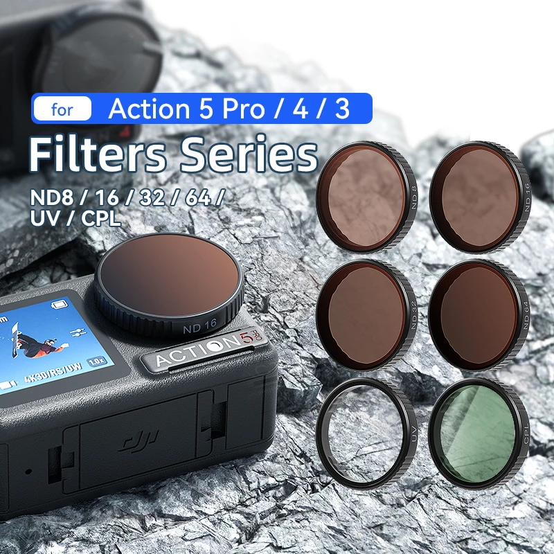 Filtros de lentes ND8/ND16/ND32/ND64/CPL/UV HD filtros de reducción de luz para Action 5 Pro/4/3 Kit de filtros combinados Accesorios