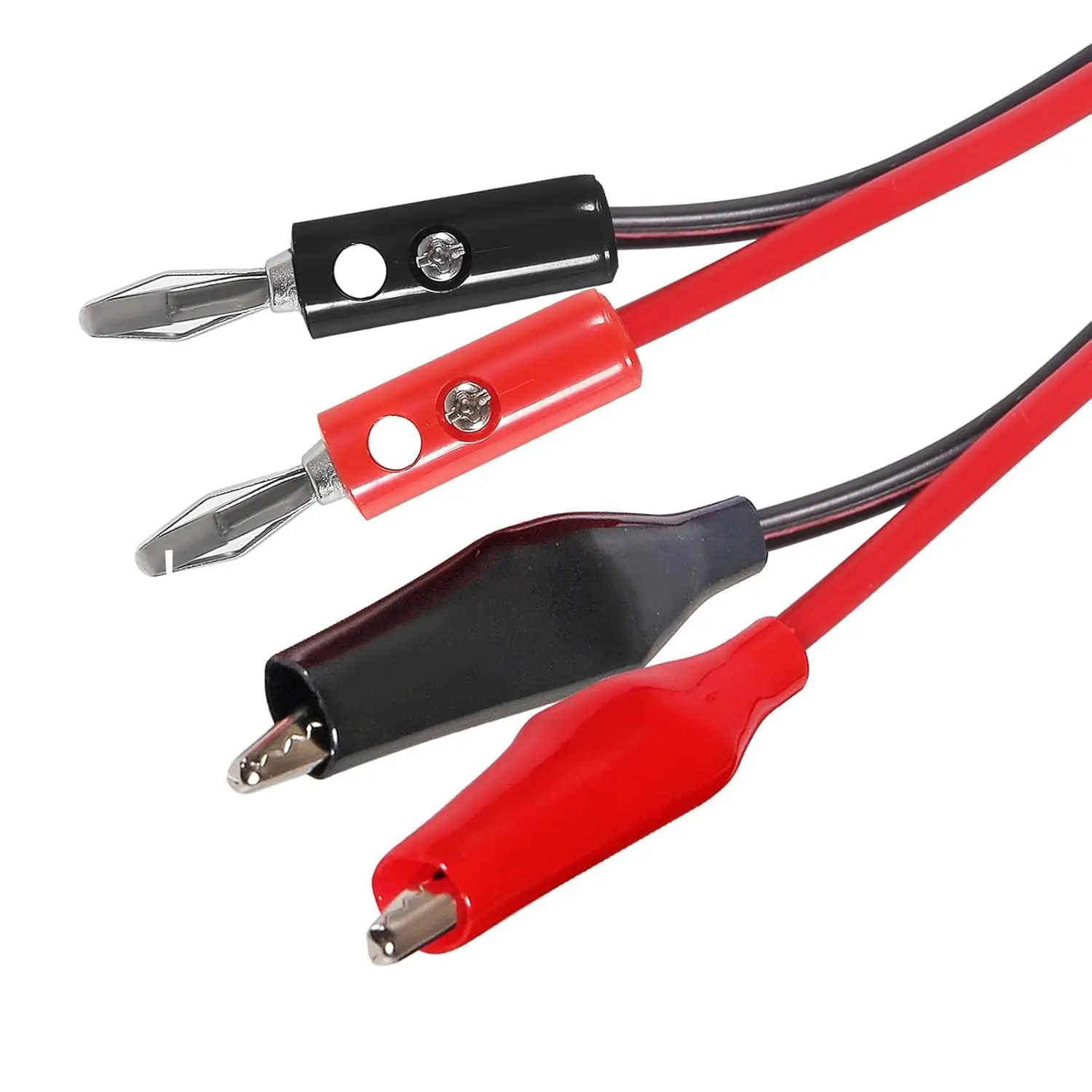 2 cables de prueba con conector banana de 4 mm a pinza de cocodrilo (100 cm/3,3 pies) | Cables de puente de cobre premium con cable flexible suave - imagen 3