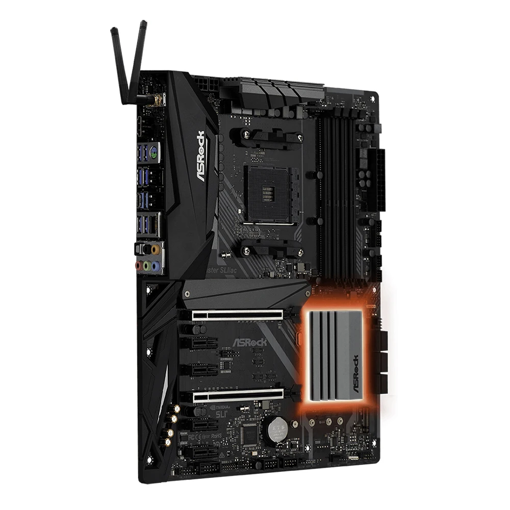 Placa base ASRock X470 MASTER SLI/AC compatible con 1600 2700X 1700X 5600X 5700X3D 5800X3D 5800X CPU 4xDDR4 M.2 AMD X470 ATX - imagen 2