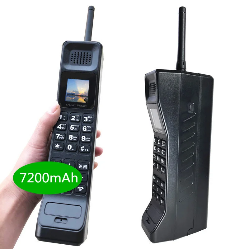 Powerbank con Bluetooth y botón pulsador para teléfono móvil, reproductor de música con SIM Dual, radio FM sin cámara, 2024 mAh, novedad de 7200