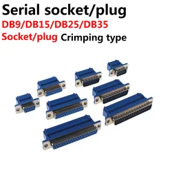 DB9 DB15 DB25 DB37 DIDC9/DIDC15/DIDC25/DIDC37 conector de puerto serie macho hembra Idc tipo de engarzado D-SUB adaptador Rs232
