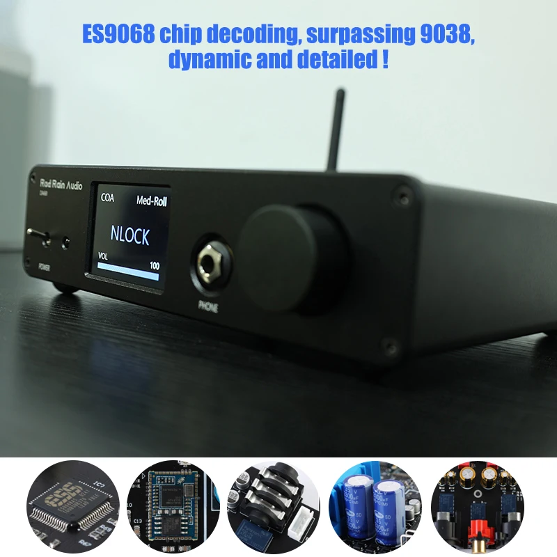 Rod Rain Audio-decodificador de Audio DA68 ES9068 HIFI, Bluetooth 5,1, tarjeta de sonido USB DAC, interfaz Digital, auriculares Amp, soporte DSD512 PCM384 - imagen 2