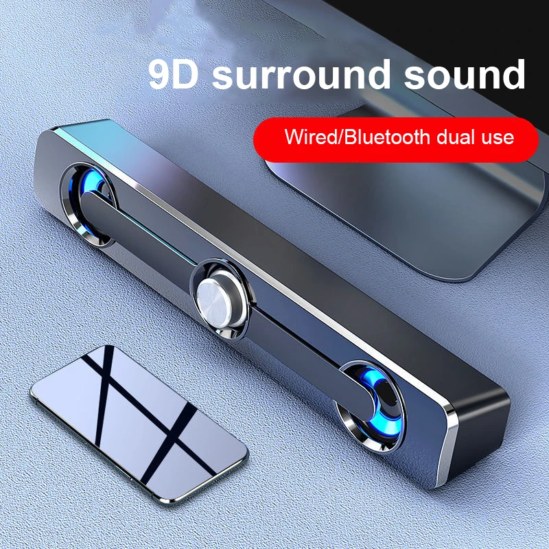Barra de sonido Salange, altavoces con cable USB y Bluetooth, barra de altavoz estéreo para proyector, PC, portátil, teléfono, ordenador, altavoz auxiliar de 3,5mm