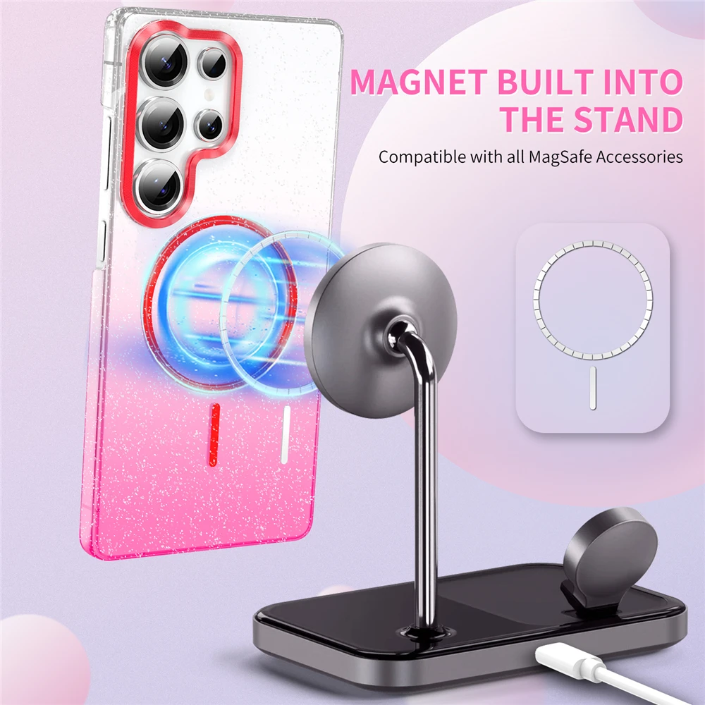 Funda transparente magnética con purpurina para Magsafe Samsung A32 A52 A13 A33 A53 A14 A34 A54 A15 A35 A55 A16 A26 A36 A56 cubierta ostentosa - imagen 4