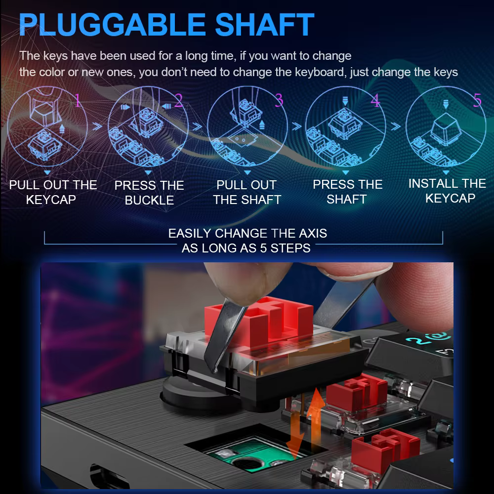 Redragon Horus K618 Teclado Mecánico Inalámbrico RGB Retroiluminado - imagen 4