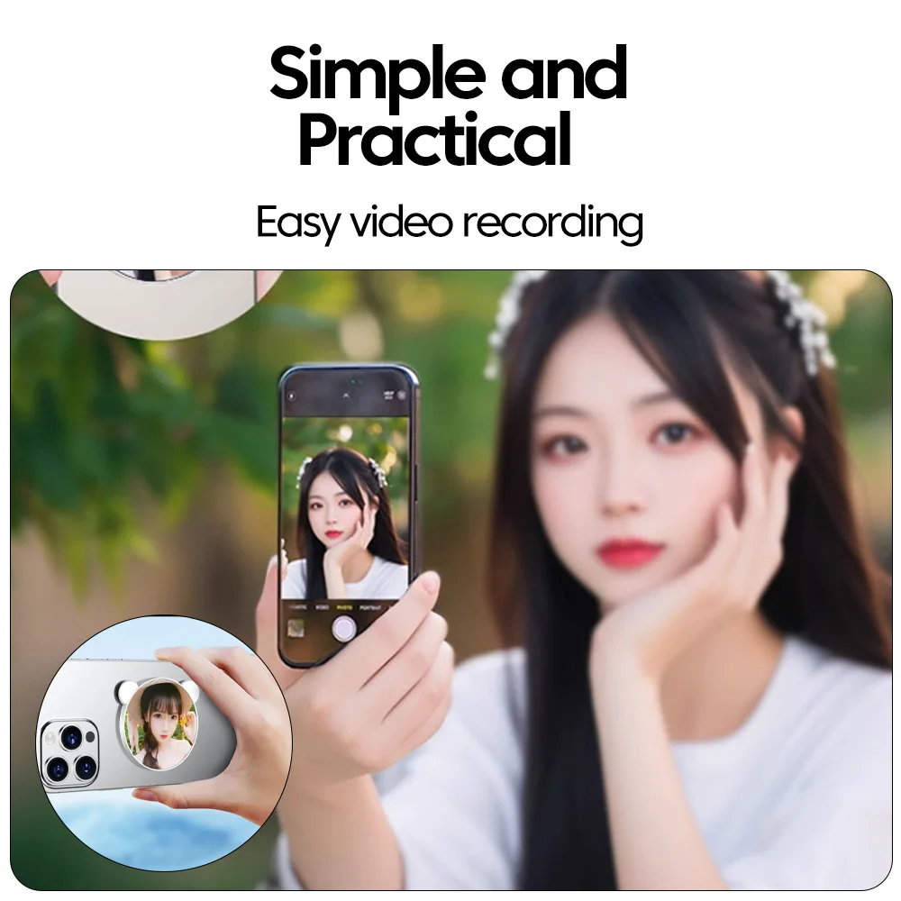Espejo magnético para Selfie para cámara trasera, espejo convexo delgado para teléfono magsafe iPhone 15 14 13 Max Plus para Selfies Vlogging - imagen 5