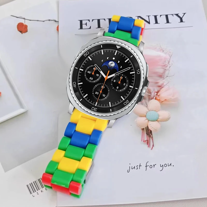 Correa de resina arcoíris para Samsung Galaxy Watch 8, 40mm, 44mm, pulsera limpia para Samsung Watch 8 Classic 46mm/Ultra 2025 47mm - imagen 2