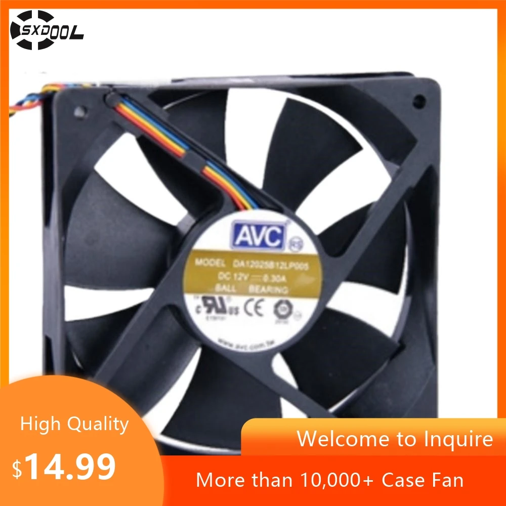 Ventilador PWM de 120mm y 12cm para AVC DA12025B12L 120mm 12V 0.3A ventilador de refrigeración de caja de PC PWM de 4 pines 120X120X25mm - imagen 2
