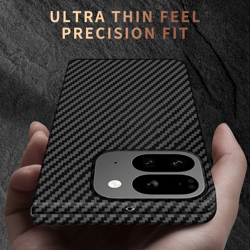 Funda de teléfono de fibra de carbono plegable para Google Pixel 9 Pro, carcasa de parachoques de PC dura, protección completa a prueba de golpes - imagen 3