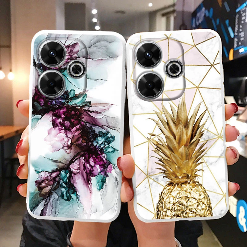 Funda de mármol colorida para Redmi 13 4G, funda de silicona suave de lujo TPU a prueba de golpes, Fundas para Redmi 13, pintura al óleo de acuarela - imagen 2