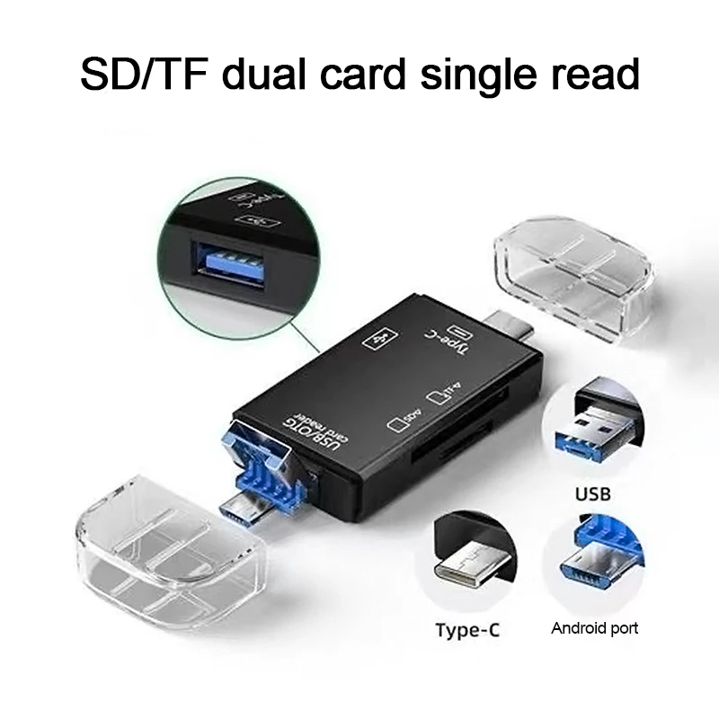 Lector de tarjetas 6 en 1 OTG tipo C lector de tarjetas Micro TF unidad Flash lector de tarjetas de memoria inteligente USB 2,0 TF CF adaptador de lector de tarjetas ﻿ - imagen 4