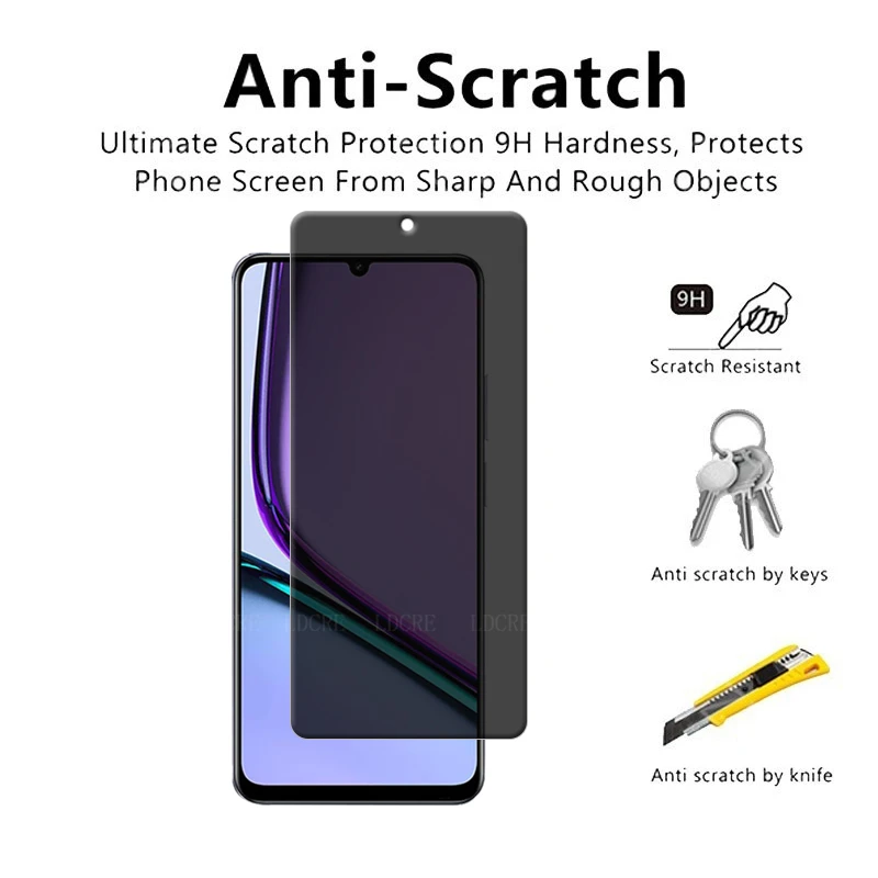 4 Uds para Realme Note 60 vidrio para OPPO Realme Note 60 Protector de pantalla protectora de privacidad vidrio templado antiespía Realme Note 60 - imagen 3