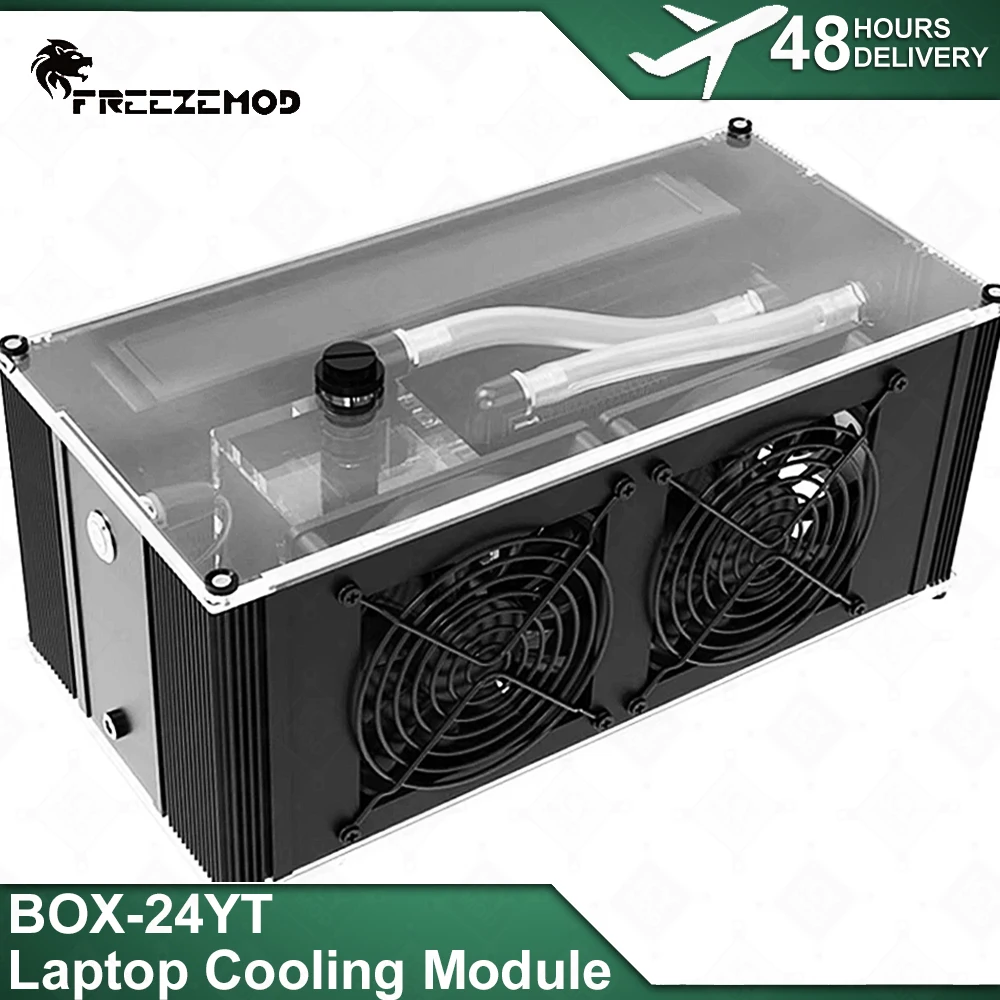 FREEZEMOD-sistema de refrigeración por agua para portátil, radiador de cobre/aluminio de doble capa de 45mm de espesor con BOX-24YT RGB sin fuente de alimentación
