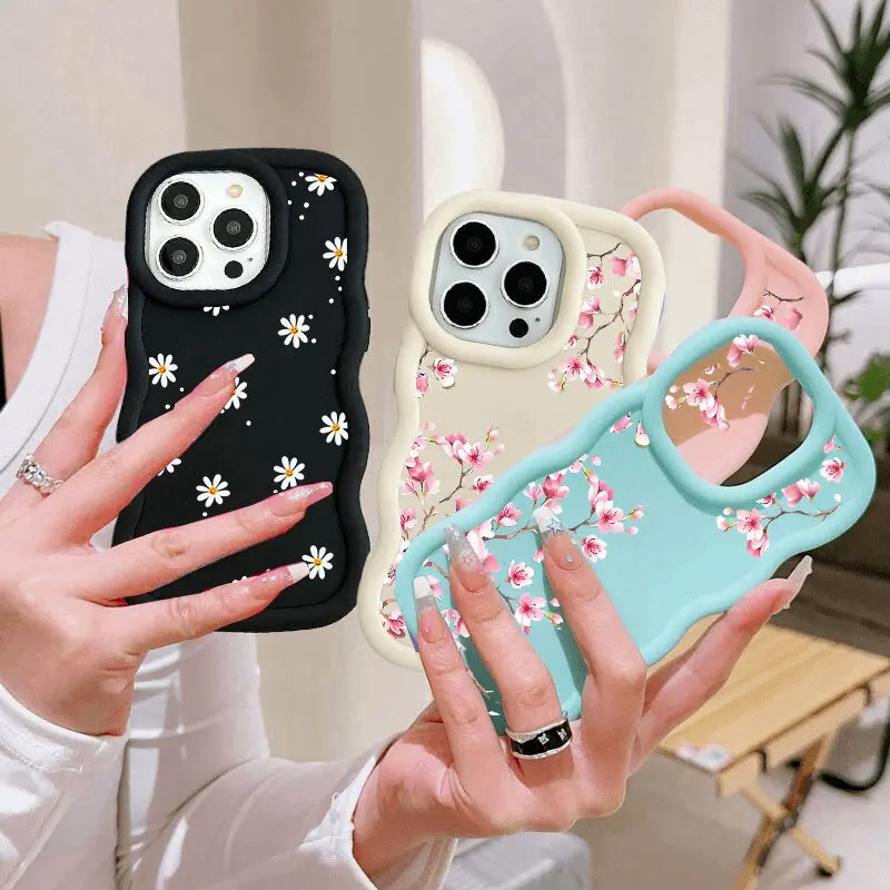 Funda de teléfono INS Smile Daisy Flower Color caramelo para Realme C53 C51 C63 C61 C21Y C25Y C35 C67 C65 9i 10 11 12 13 Pro Plus 5G - imagen 2