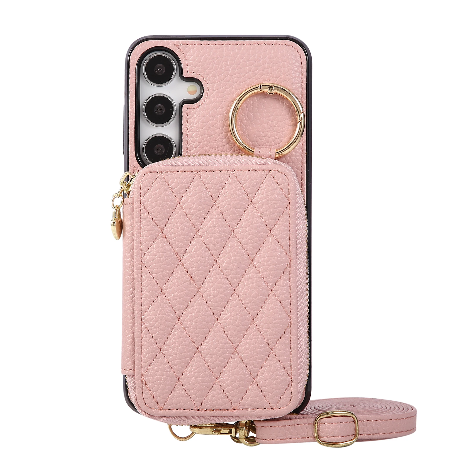 Bandolera con cremallera tarjetas Solt anillo titular cartera Funda de cuero para Samsung S25 Ultra S24 Plus S23 S22 A56 A16 A26 A36 A06 A55 cubierta - imagen 5