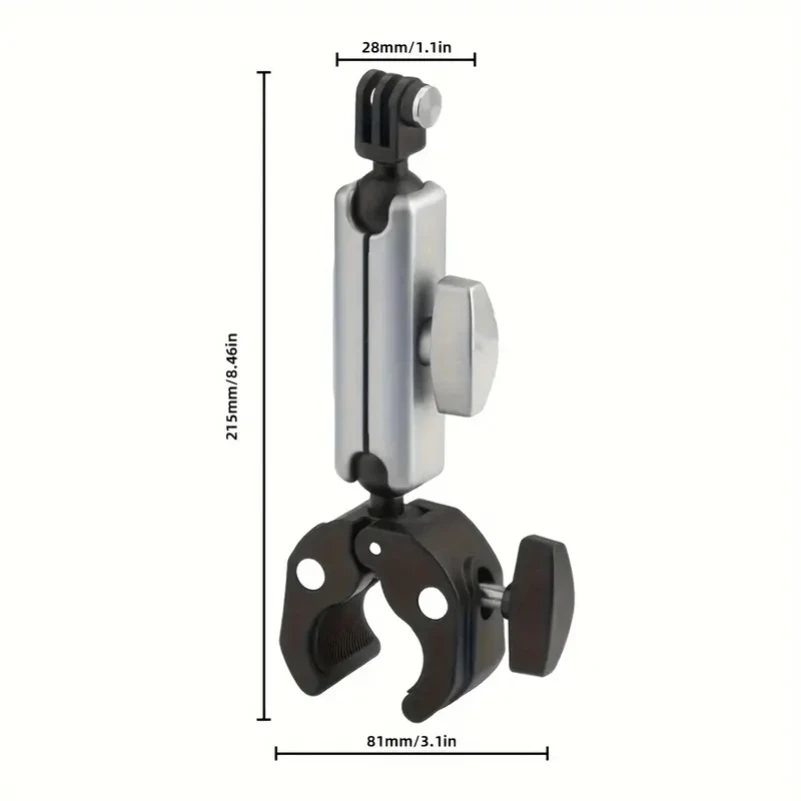 La nueva motocicleta de aluminio Super Clip Clip doble garra 360 ° El soporte giratorio para manija de cámara de movimiento está disponible para GoPro/Insta360 - imagen 3