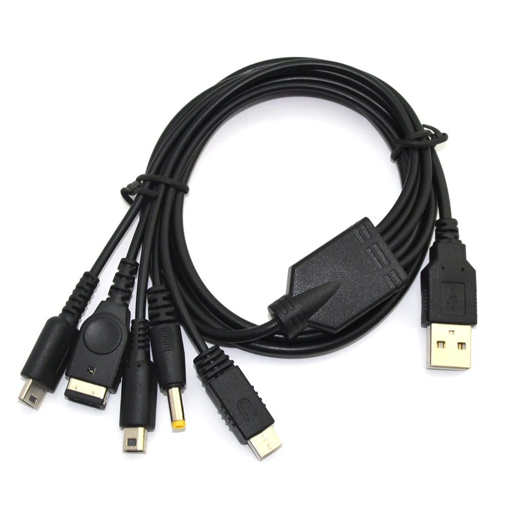 Cable de carga del cargador USB 5 en 1 para PSP para WII U para GBA para consola de juegos SP