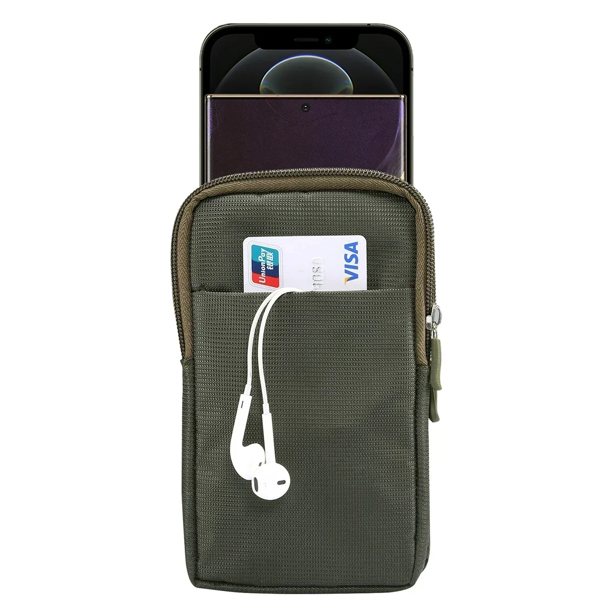 Funda Universal para teléfono móvil de 6,9 pulgadas, funda suave de neopreno para teléfono inteligente con mosquetón, bolsa con cremallera multicapa, bolsa con Clip para cinturón - imagen 3