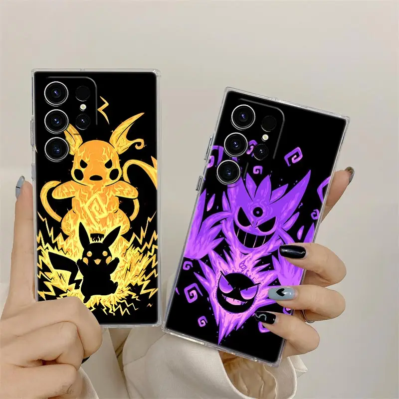 Gengar Pikachu funda de teléfono de Anime para Samsung Galaxy S25 S24 S23 S22 S20 Ultra S10 S25 Plus S21 FE Note 10 20 Fundas transparentes - imagen 3