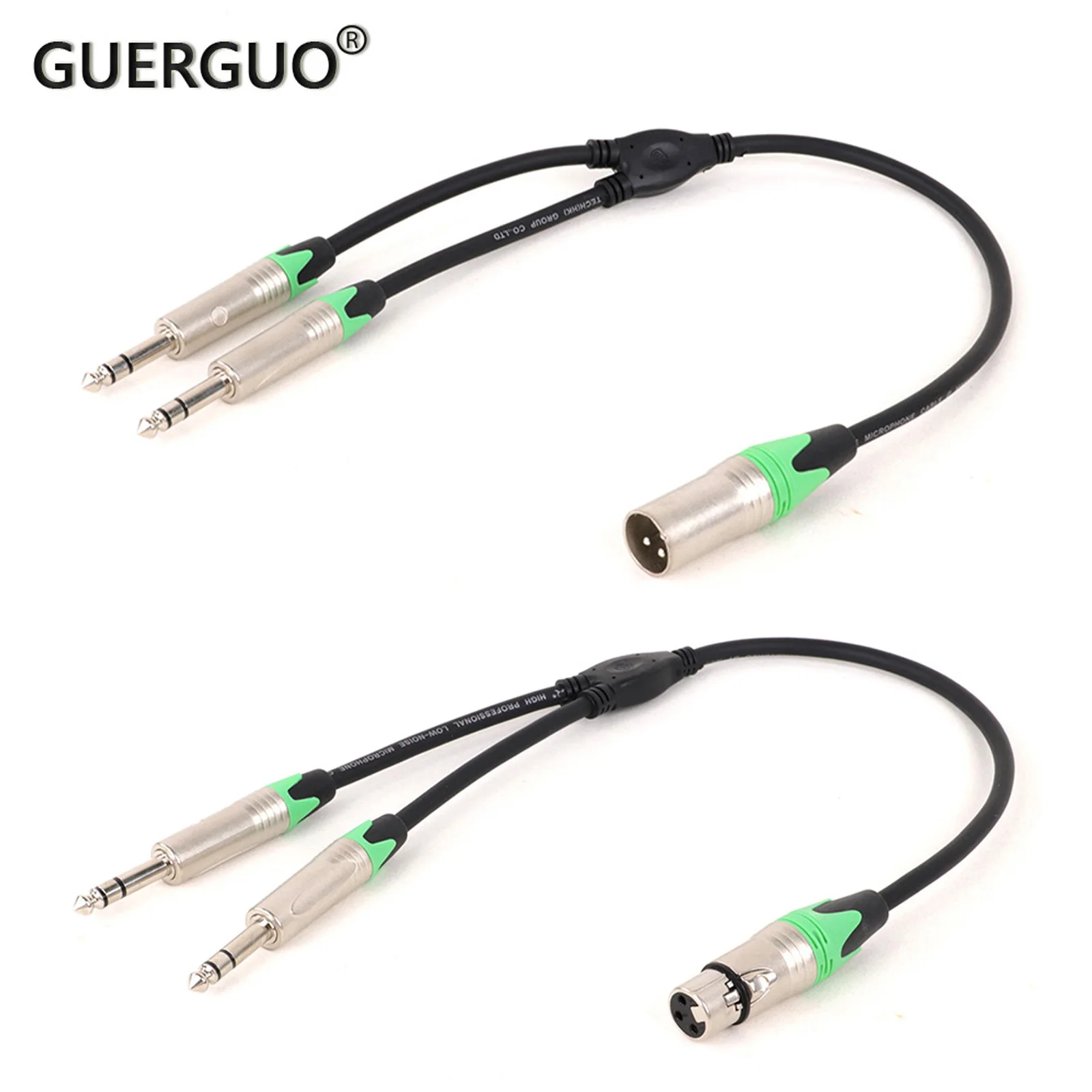 Cable adaptador de 3 pines hembra/macho XLR a Dual de 6,35mm, Conector estéreo Y divisor para mezcladores de micrófonos de guitarra, 0,3 M, 0,5 M, 1 unidad