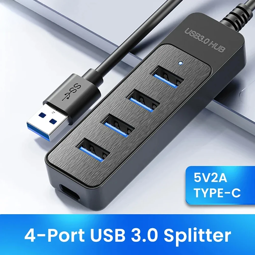 USB 3,0 2,0 Hub 4 puertos Multi USB HUB extensor transferencia de datos de alta velocidad tipo C divisor adaptador de corriente para accesorios de ordenador y PC