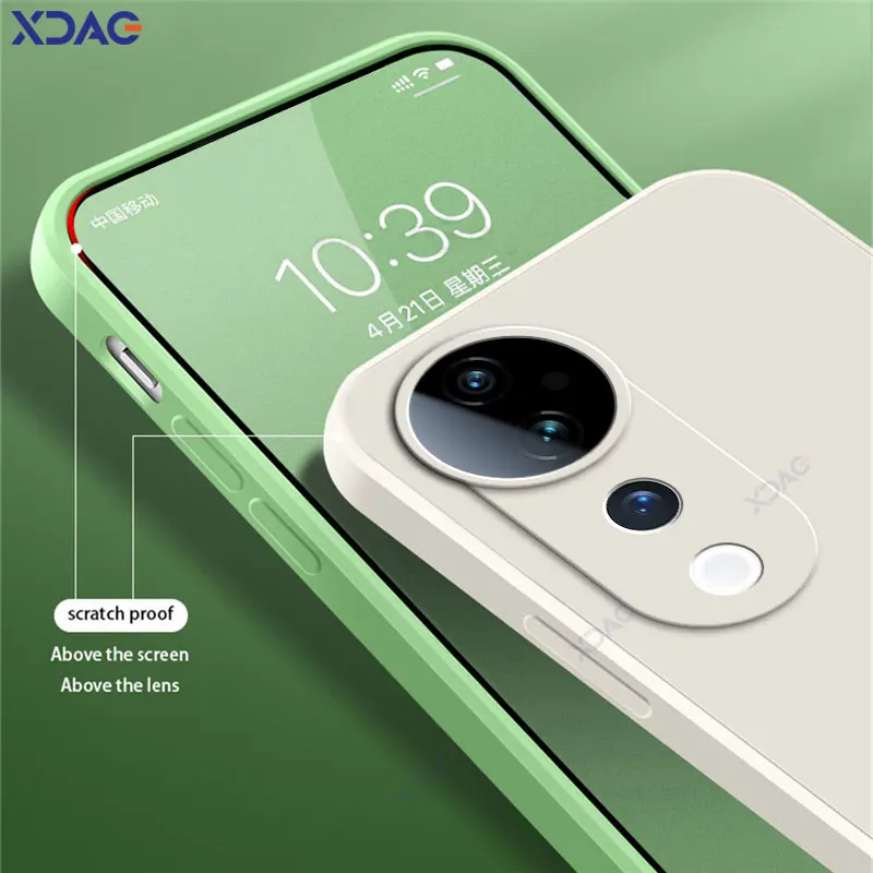 Funda de teléfono de silicona líquida cuadrada Original para VIVO V40 Pro 5G 360 funda protectora suave a prueba de golpes VIVOV40 lindos bolsos Coque - imagen 4