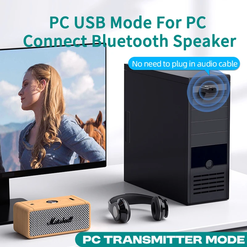 Receptor y transmisor de Audio USB 4 en 1, adaptador inalámbrico estéreo AUX RCA de 3,5 MM, Dongle de tarjeta de sonido con micrófono para PC, TV y coche - imagen 5