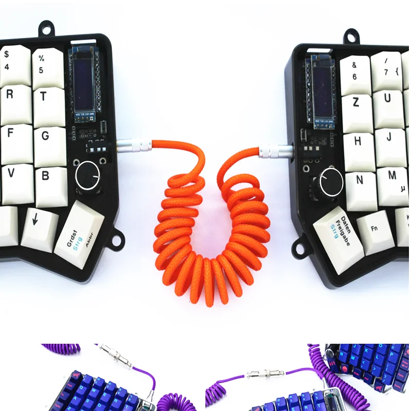 Cable en espiral de resorte TRRS para teclado mecánico dividido RODE Sc7 de VIDEOMIC GO Video, Micro tipo micrófonos, Cables de ángulo de Cable de Audio - imagen 5