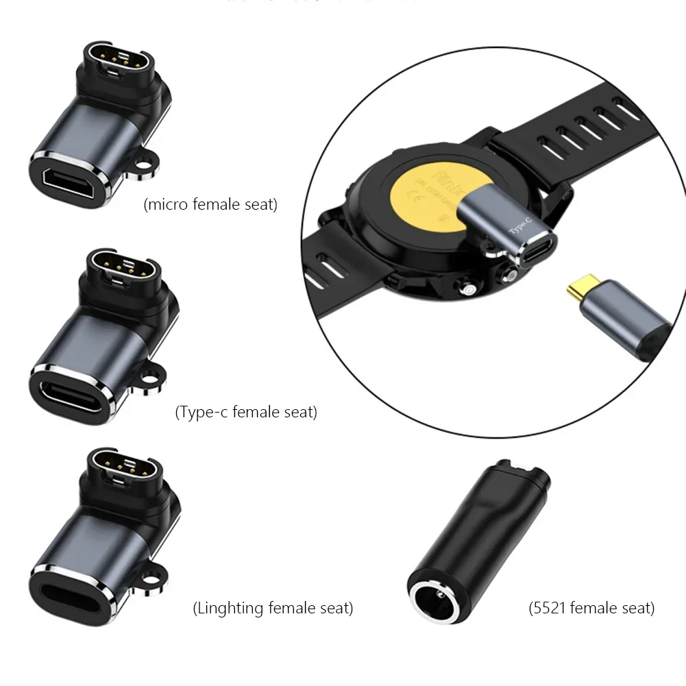 Adaptador de cargador USB tipo C/Micro/ios para reloj Garmin Fenix 7/6/5 Instinct 2S Venu 2 Plus EPIX forerunner 745, convertidor de carga - imagen 4