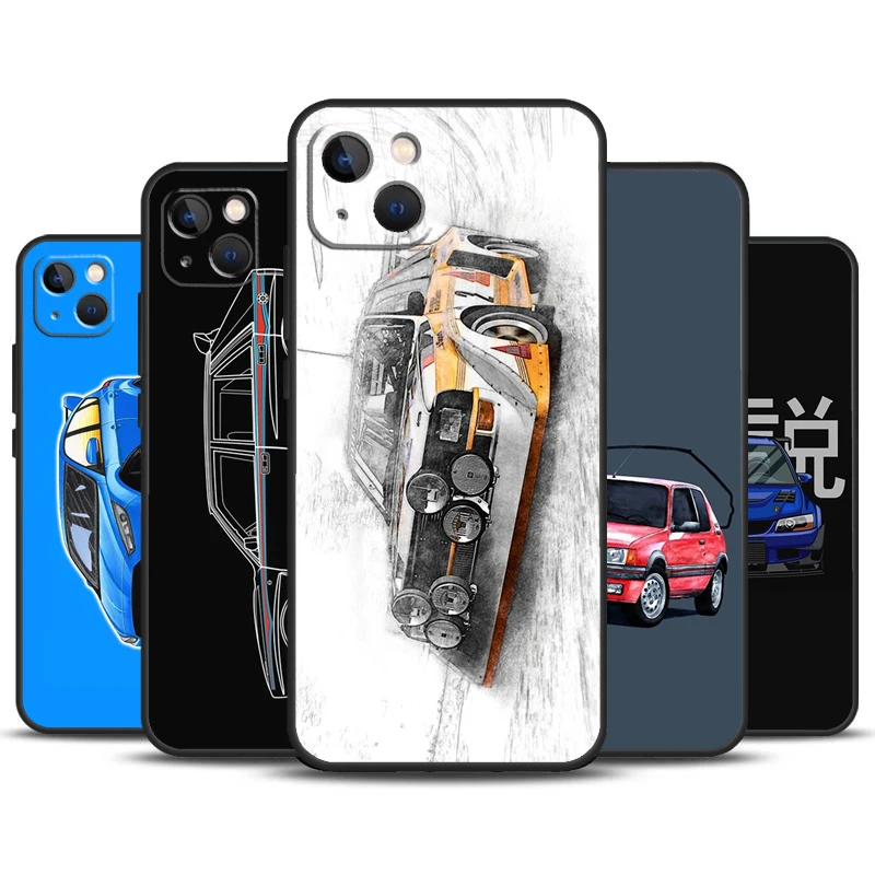 Funda con ilustración de coche de rally para iPhone 14 13 11 12 16 15 Pro Max 12 13 Mini X XR XS MAX 7 8 14 16 15 Plus contraportada