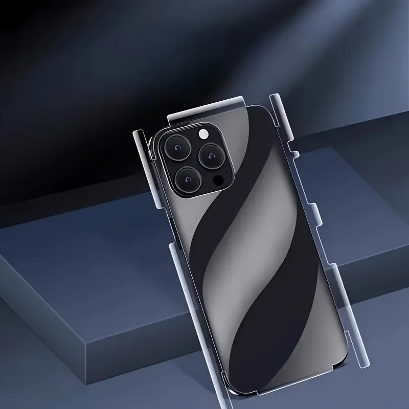 3 juegos de pegatinas de marco de borde de película de hidrogel trasera para iPhone 16 Pro 15 14 13 12 ProMax Plus protectores de pantalla de cubierta completa lateral trasera - imagen 5