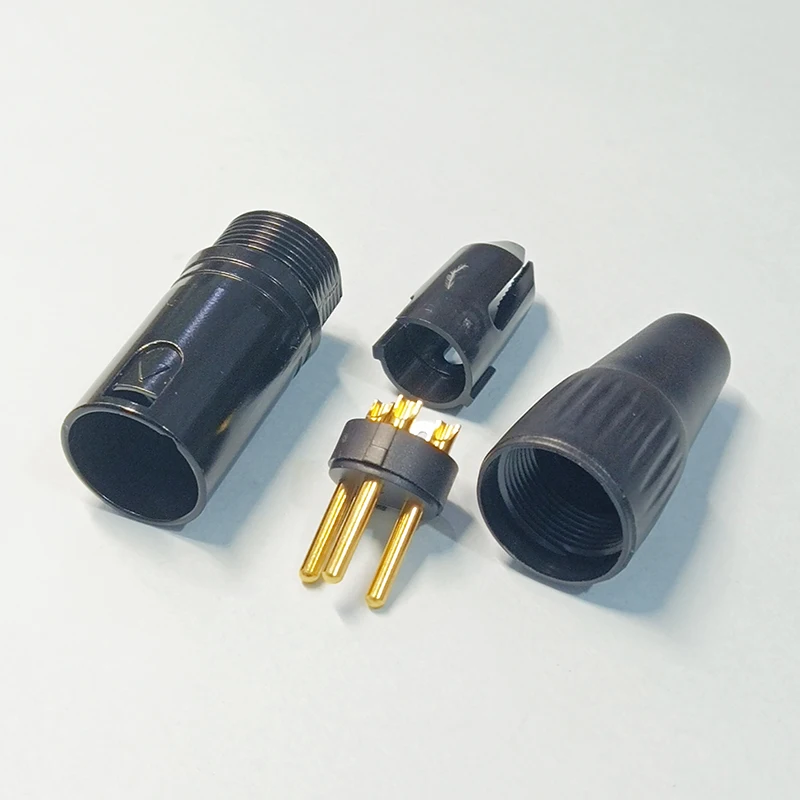 1 Uds. Conector de clavija de Cable de Audio macho hembra de 3 pines terminación de Cable micrófono negro plateado altavoz chapado en oro de cobre puro - imagen 4