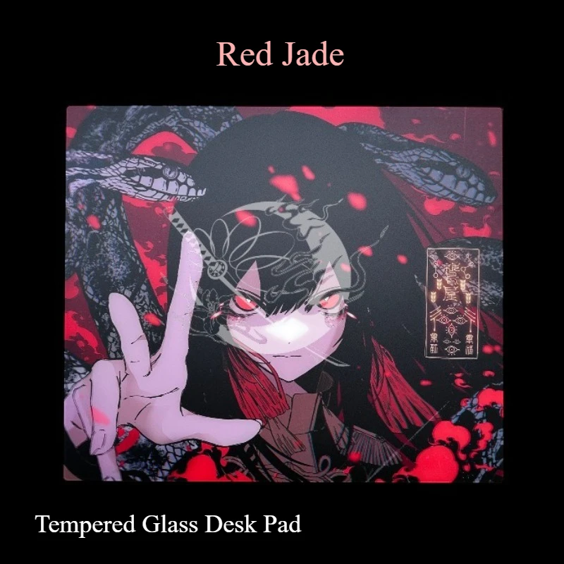 Alfombrilla de ratón AbyssGaming Red Jade, alfombrilla de escritorio de vidrio templado suave, personajes de Anime, alfombrilla grande FPS, alfombrilla de ratón para juegos de deportes electrónicos, regalo