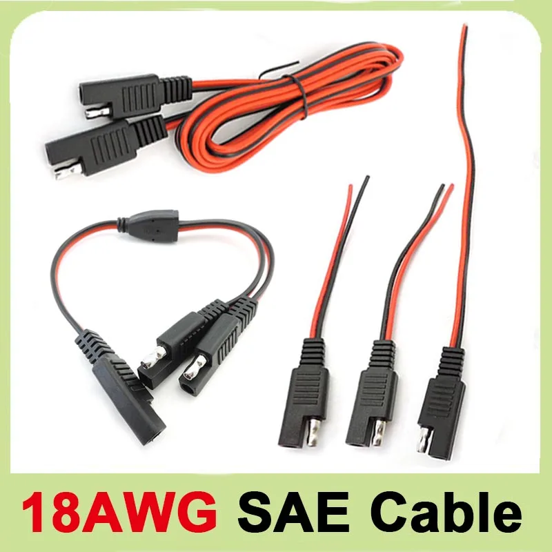 Cable de extensión de alimentación SAE de 18AWG, enchufe SAE de 10A, Cable de alimentación SAE de 1 a 2, adaptador de conexión rápida, desconexión de conector de 2 pines