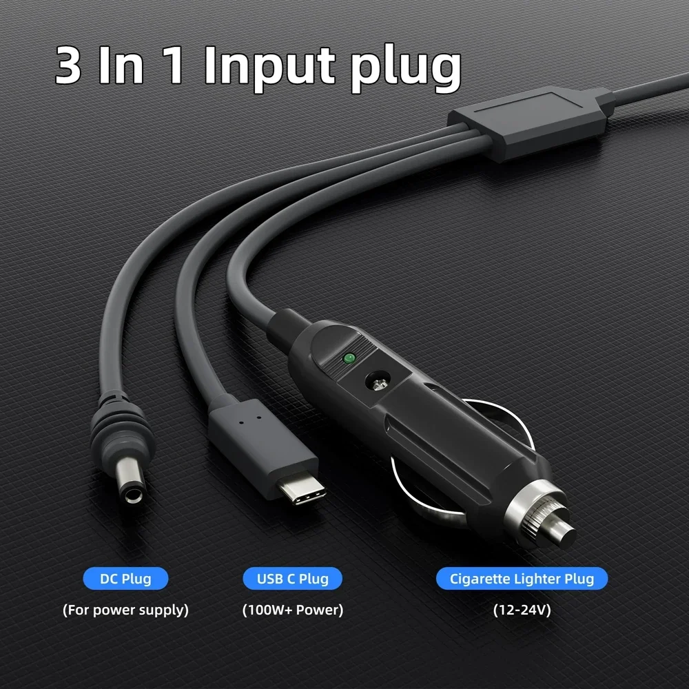 Para Starlink Mini 3 en 1 Cable de alimentación CC 100W + USB C enchufe de encendedor de cigarrillos/cargador de coche CC Cable impermeable multifuncional - imagen 3