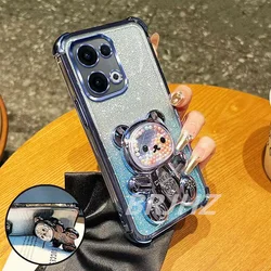 Funda Realme Antigolpes con Purpurina y Soporte de Oso
