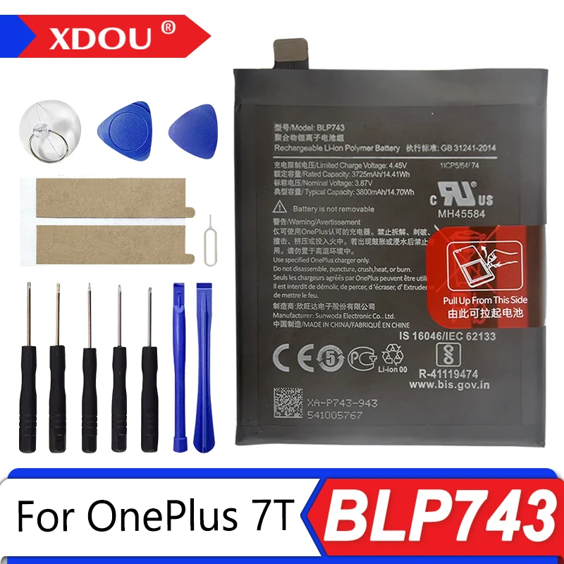 Nueva batería de repuesto BLP743 de 3800mAh para OnePlus 7T One Plus 7T baterías de teléfono de última producción genuinas + herramientas