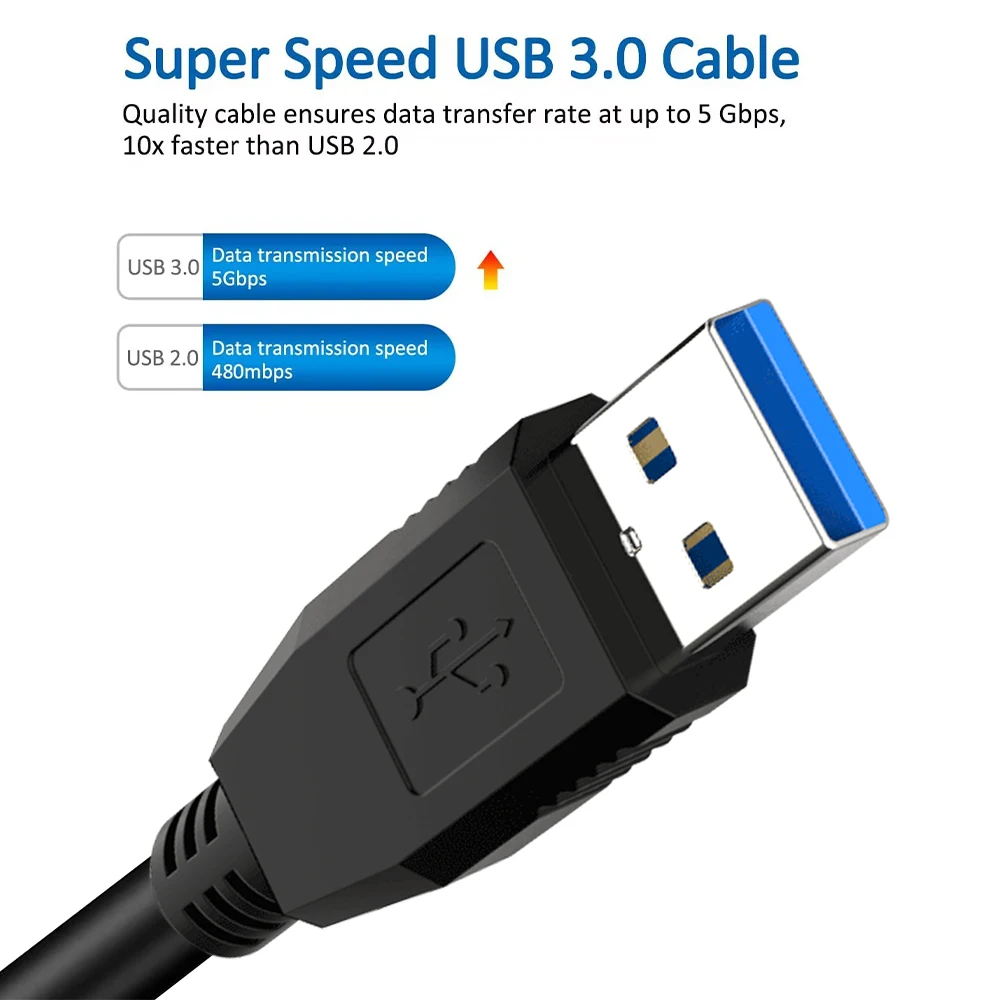 ZOGUO-Cable de impresora USB 3,0 de supervelocidad, Cable USB 3,0 A B macho para controladores Duros Externos Canon Epson, Cable de impresora de escáner 0,5/2/3/5M - imagen 3
