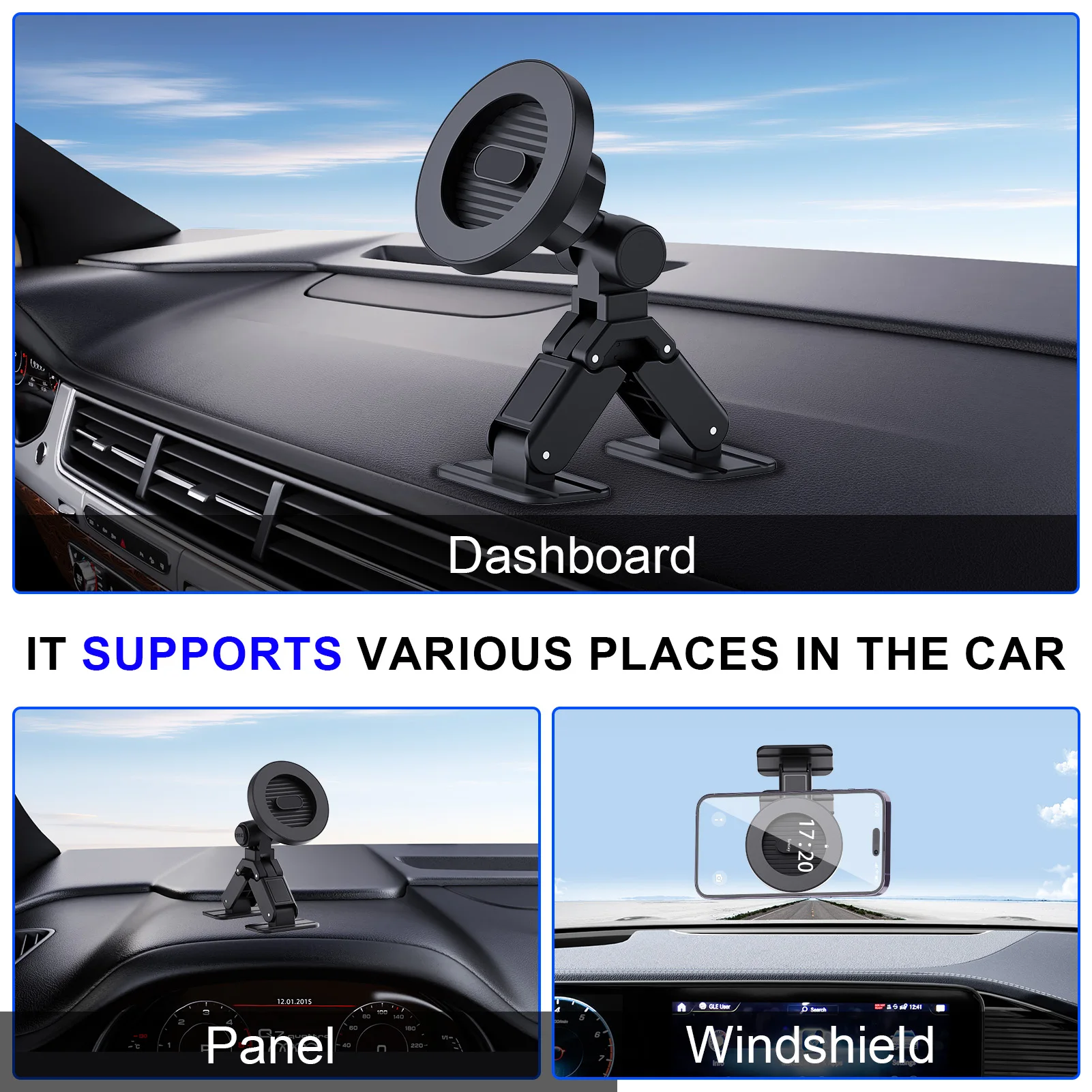 Soporte magnético para teléfono de coche, soporte adhesivo fuerte para consola central para sujeción segura, soporte ajustable para móvil para manos libres - imagen 5